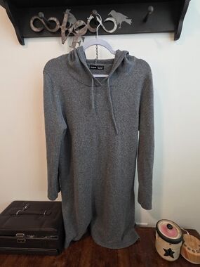 SHEIN Gray Knit Hoodie Sweater Dress